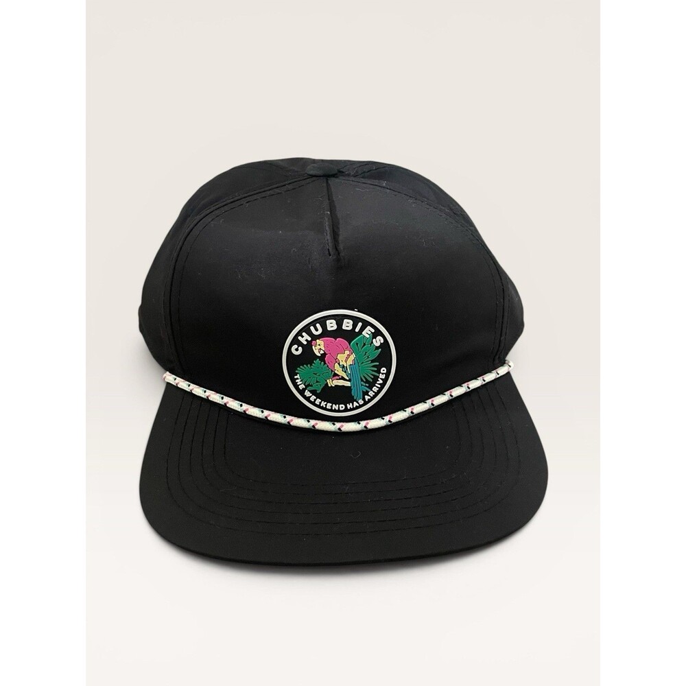 Chubbies Black hat cap snapback rope nylon adjustable weekend has arrived mens